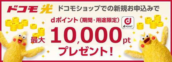 【ドコモショップ限定】ドコモ光 1ギガ お申込みdポイントプレゼント特典