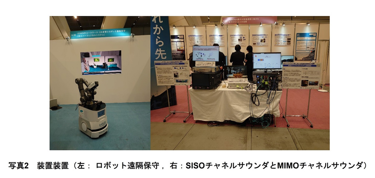 写真2 装置装置(左:ロボット遠隔保守 ,右:SISOチャネルサウンダとMIMOチャネルサウンダ)