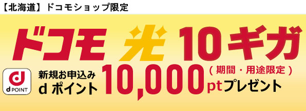 【ドコモショップ限定】ドコモ光 10ギガ お申込みdポイントプレゼント特典
